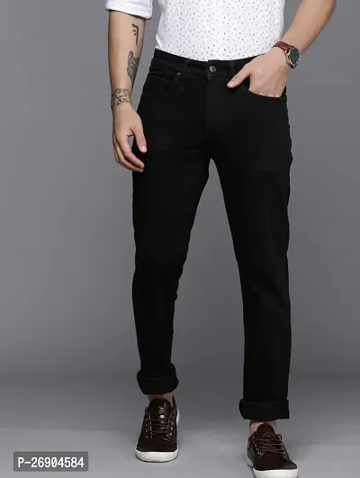 Men Black Slim Fit Low-Rise Clean Look Stretchable Jeans-thumb0
