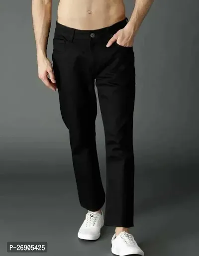 Men Tapered Fit Mid Rise Black Jeans