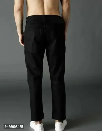 Men Tapered Fit Mid Rise Black Jeans-thumb2