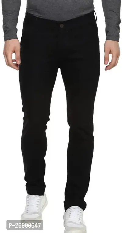 Fashion Men's Slim Fit Black Stretch Jeans-thumb0