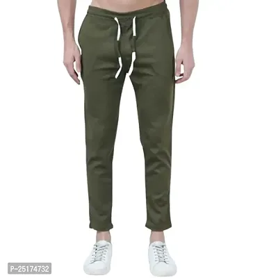 Stylish White Cotton Regular Track Pants For Men