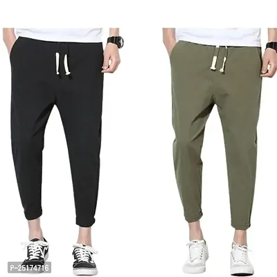 Stylish Multicoloured Cotton Regular Track Pants For Men Pack Of 2