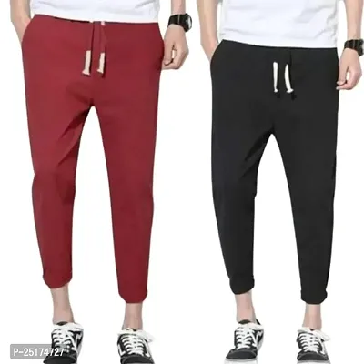 Stylish Multicoloured Cotton Regular Track Pants For Men Pack Of 2-thumb0