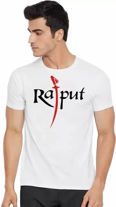 WC Right Mens Rajput Graphic Printed Solid White Round Neck T-Shirt