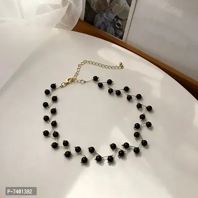 American Diamonds Black Pearl Choker Necklace Set for Women  Girls