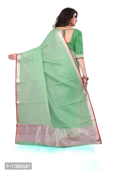 Women Stylish Cotton Silk Solid Saree with Blouse piece-thumb2