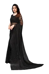 Stylish Black Cotton Silk Solid Saree with Blouse piece For Women-thumb1