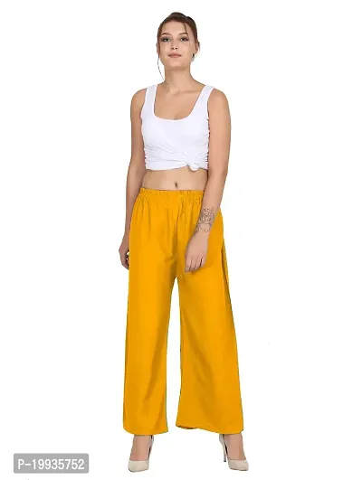 Stunning Yellow Crepe Solid Palazzo For Women