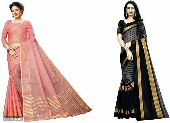 Stylish Fancy Art Silk Saree With Blouse Piece For Women Pack Of 2-thumb0