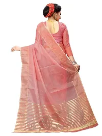 Stylish Peach Cotton Silk Solid Saree with Blouse piece For Women-thumb2