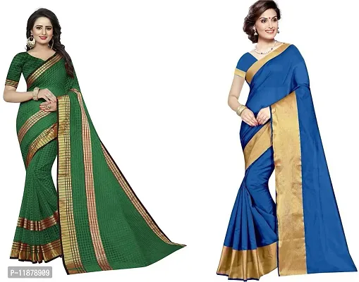 Stylish Fancy Georgette Saree With Blouse Piece Combo For Women Pack Of 2-thumb0