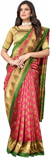 Women Stylish Net Printed Saree with Blouse piece-thumb2