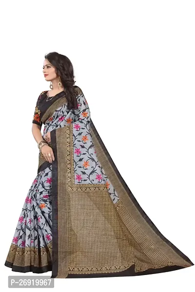 Elegant Art Silk Printed Women Saree with Blouse piece-thumb3