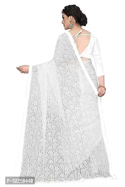 Stylish White Cotton Silk Solid Saree with Blouse piece For Women-thumb4