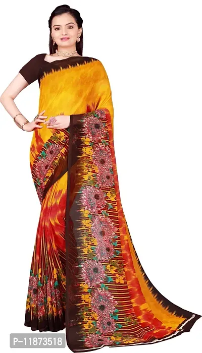 Stylish Fancy Georgette Saree With Blouse Piece For Women Pack Of 1-thumb0