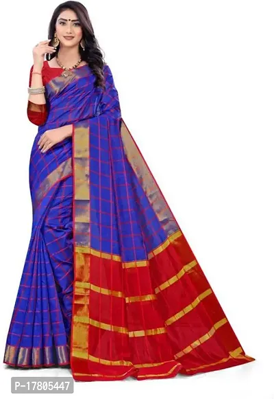 Women Stylish Cotton Silk Woven Design Saree with Blouse piece-thumb0