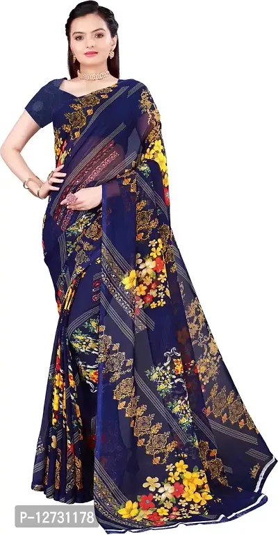 Stylish Fancy Georgette Saree With Blouse Piece For Women Pack Of 1-thumb0