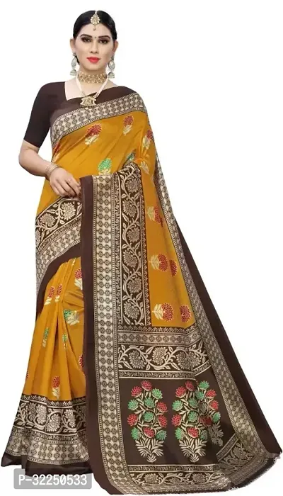 Stylish Mustard Cotton Silk Woven Design Saree with Blouse piece For Women-thumb0