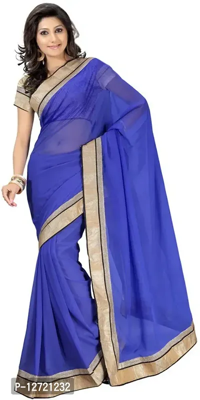 Stylish Fancy Lycra Blend Saree With Blouse Piece For Women Pack Of 1