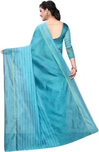 Women Stylish Cotton Silk Striped Saree with Blouse piece-thumb1