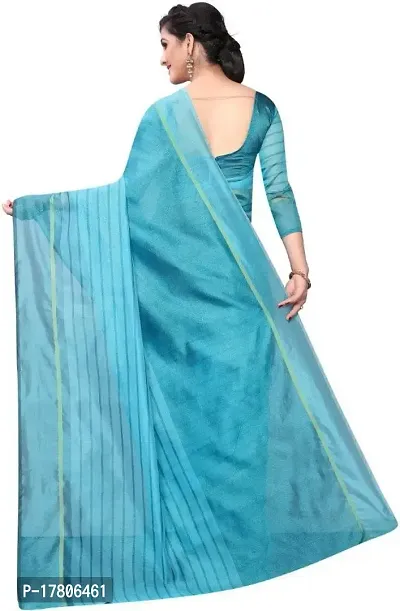 Women Stylish Cotton Silk Striped Saree with Blouse piece-thumb2