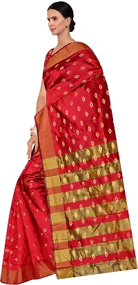 Women Stylish Cotton Blend Striped Saree with Blouse piece-thumb1