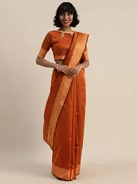 Women Stylish Art Silk Solid Saree with Blouse piece-thumb2