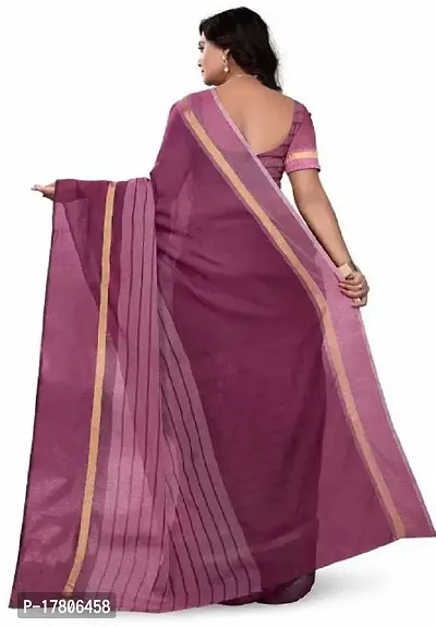 Women Stylish Cotton Silk Striped Saree with Blouse piece-thumb3