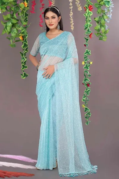 Tissue Marble Due Drop Sarees with Blouse piece