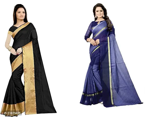 Stylish Fancy Georgette Saree With Blouse Piece Combo For Women Pack Of 2-thumb0