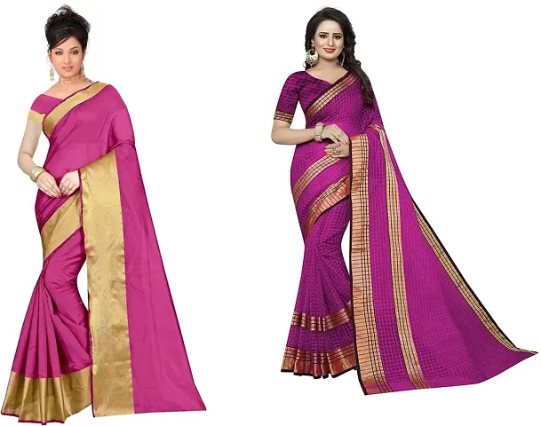 Pack of 2 Cotton Silk Sarees with Blouse Piece