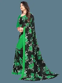 Stylish Green Cotton Silk Printed Saree with Blouse piece For Women-thumb1