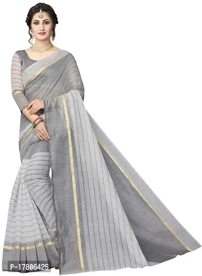 Women Stylish Cotton Silk Striped Saree with Blouse piece