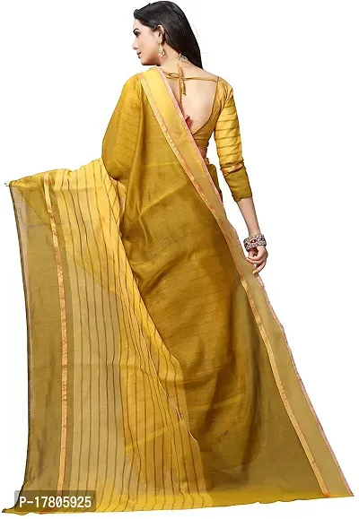 Women Stylish Cotton Silk Striped Saree with Blouse piece-thumb3