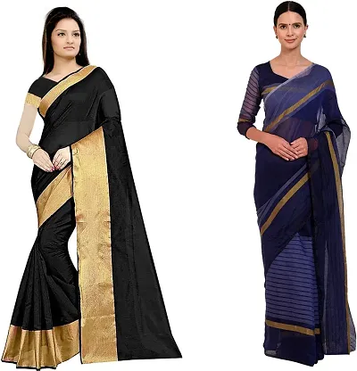 Women Stylish Silk Solid Saree with Blouse piece