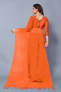 Stylish Orange Net Saree with Blouse piece For Women-thumb2