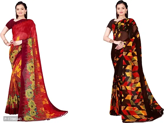 Women Stylish Georgette Printed Saree with Blouse piece