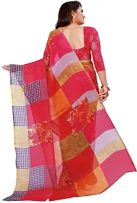 Women Stylish Georgette Checked Saree with Blouse piece-thumb2