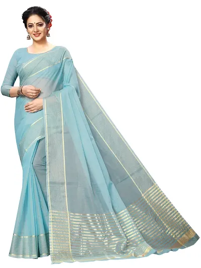 Trending Cotton Silk Saree with Blouse piece