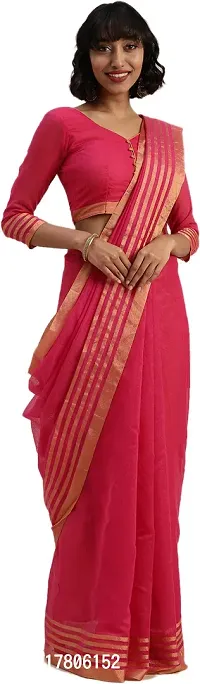 Women Stylish Silk Blend Checked Saree with Blouse piece-thumb0