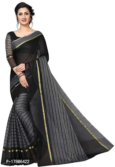 Stylish Cotton Silk Striped Saree with Blouse piece