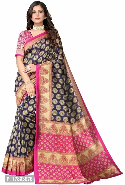 Women Stylish Art Silk Printed Saree with Blouse piece