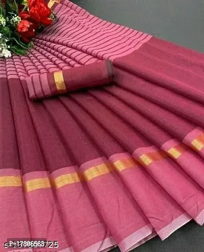 Women Stylish Cotton Silk Self Pattern Saree with Blouse piece