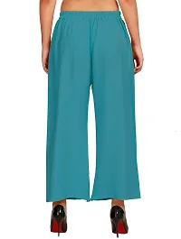 Stunning Turquoise Crepe Solid Palazzo For Women-thumb2