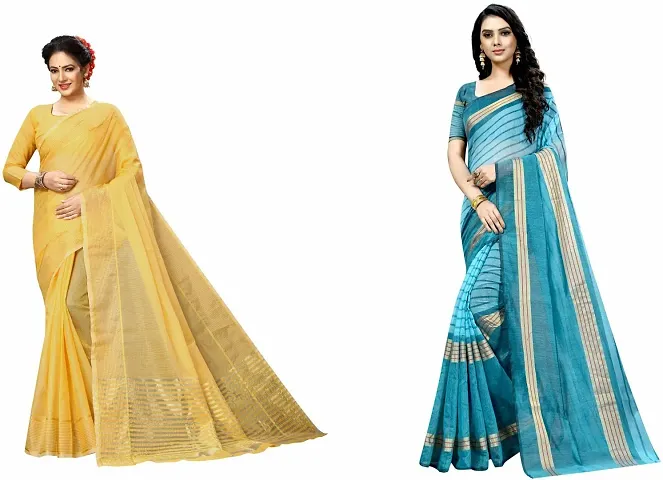 Beautiful Art Silk Saree With Blouse Piece Pack Of 2