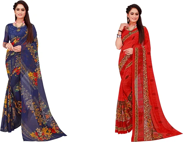 Beautiful Georgette Saree with Blouse piece Pack Of 2