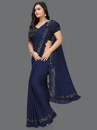 Stylish Net Solid Saree With Blouse Piece For Women-thumb1