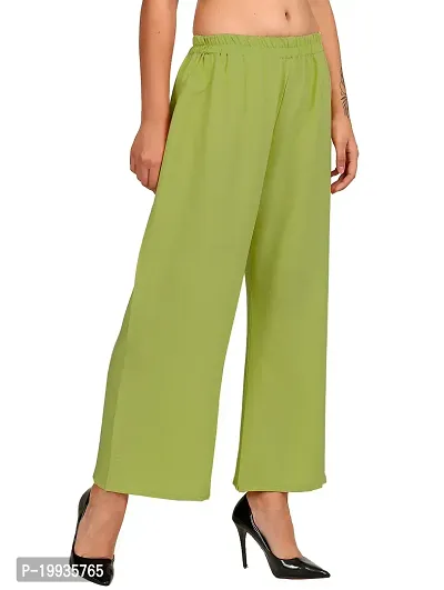 Stunning Green Crepe Solid Palazzo For Women-thumb4