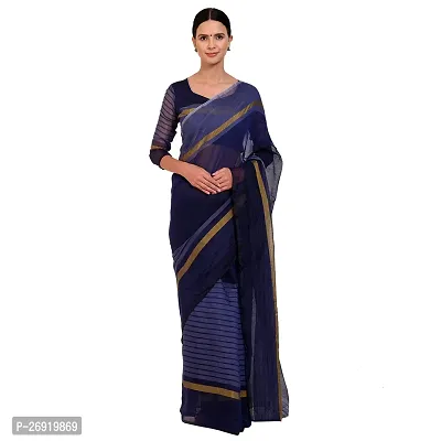 Elegant Cotton Silk Self Pattern Women Saree with Blouse piece-thumb0