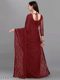 Women Stylish Net Printed Saree with Blouse piece-thumb2